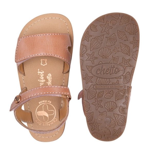 SANDALIA BAREFOOT INFANTIL CON VELCRO 1126020 PIEL ROSA - CHETTO - GARÓS