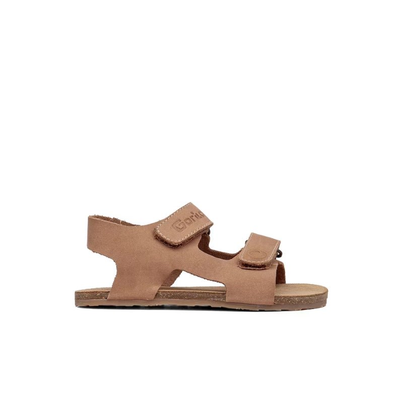 SANDALIA BAREFOOT INFANTIL DOBLE TIRA CON VELCRO BIOS PIEL MARRÓN- GORILA - GARÓS