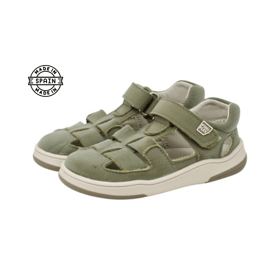 SANDALIA INFANTIL RESPETUOSA PF4002 - 5 PIEL DAVINCI MOSS VERDE - PIRUFLEX - GARÓS