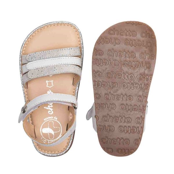 SANDALIA PIEL BAREFOOT CHETTO - VELCRO PALA "AMALFI" BLANCO - GARÓS