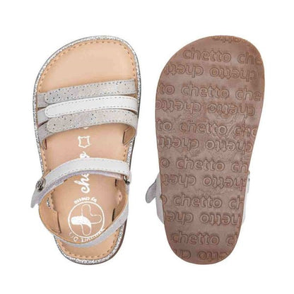 SANDALIA PIEL BAREFOOT CHETTO - VELCRO PALA "AMALFI" BLANCO - GARÓS