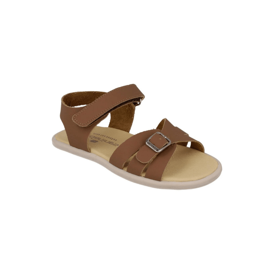 SANDALIA RESPETUOSA INFANTIL CON VELCRO Y HEBILLA MARA PIEL MARRÓN - ANDANINES - GARÓS