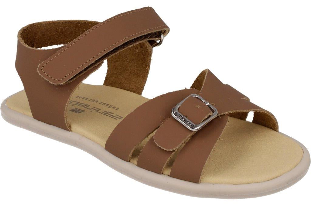 SANDALIA RESPETUOSA INFANTIL CON VELCRO Y HEBILLA MARA PIEL MARRÓN - ANDANINES - GARÓS
