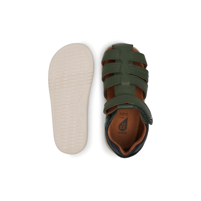 SANDALIAS BAREFOOT BOBUX ROAM PIEL VERDE - GARÓS