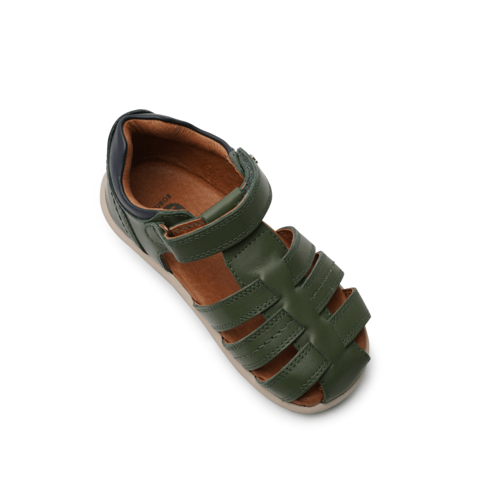 sandalias barefoot bobux roam piel verde - garós