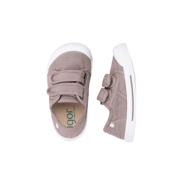 ZAPATILLA INFANTIL BAREFOOT IGOR CANVAS VELCRO MARRÓN TOPO - GARÓS