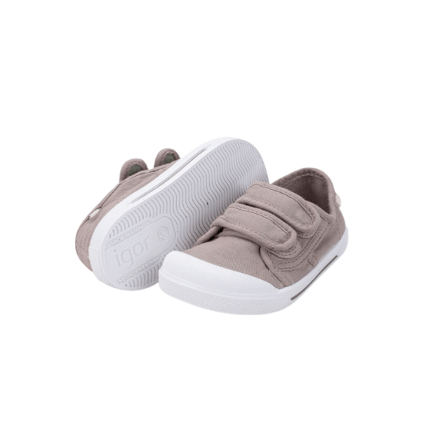 ZAPATILLA INFANTIL BAREFOOT IGOR CANVAS VELCRO MARRÓN TOPO - GARÓS