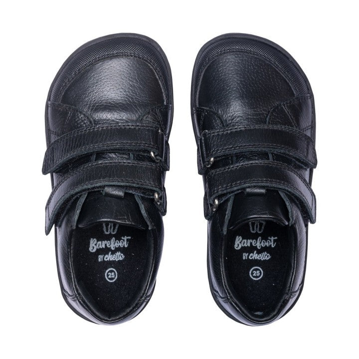 ZAPATO COLEGIAL BAREFOOT CON DOBLE VELCRO 1400 PIEL NEGRO - CHETTO - GARÓS